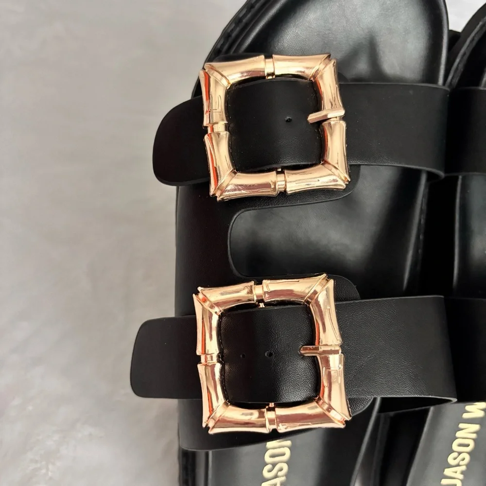 JASON WU Marzan Black Vegan Leather Luxe Slide-On Sandal--NEW--8.5 - Picture 2 of 15